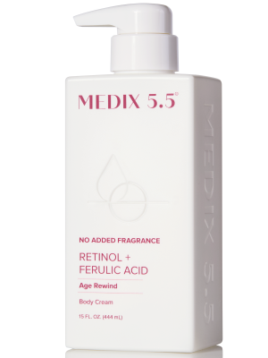 MEDIX 5.5 Age Rewind Retinol Body Lotion With Ferulic Acid | Firming Body Cream For Crepey Skin & Wrinkles, 15 Fl Oz